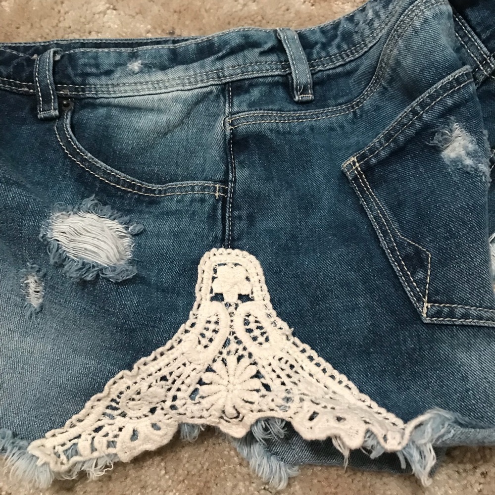 Lace cutoff shorts